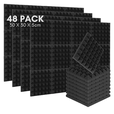 Imagen de Ansobea 48 Piezas Paneles Acústicos Adhesivos Pirámide, Espuma Acustica, 2,5 X 30 cm,Insonorizacion Acustica,Paneles Acusticos para Reducción de Ruido Aislante Acustico Pared