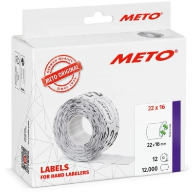 Imagen de Meto etiquetas para etiquetadoras manuales (22x16 mm, 2 líneas, blanco, 12.000 unidades, removibles, Meto, Contact, Sato, Avery, Tovel, Samark, etc.)