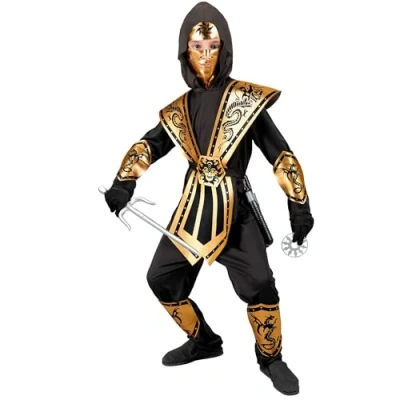 Imagen de W WIDMANN MILANO Party Fashion Kostium dziecięcy Kombat Ninja, złoty, wojownik, wojownik kung fu, Japonia