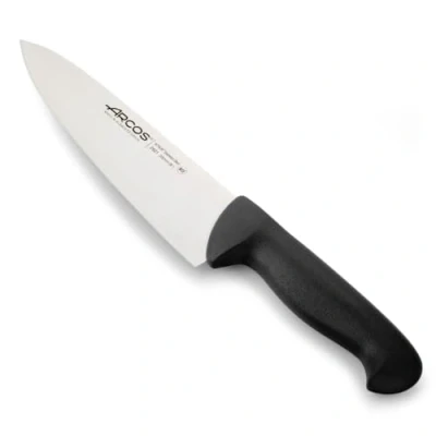 Imagen de Arcos Cuchillo Cheferies 2900 Hoja Acero Inoxidable Nitrum 8&quot;, Mango Polipropileno Negro, Plata,istema Identificación Color Cocina Resistente y Higiénico (7&quot;)