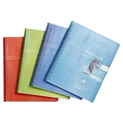 Imagen de Clairefontaine 152438 C Libreta de texto espiral protectora Polypro cuadros grandes, 148 páginas 90 g 17 x 22 cm color aleatorio