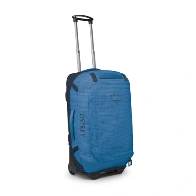 Imagen de Osprey Transporter Serie de Viaje Tecnología Nanotough Tejido Ligero y Resistente Nylon Alta tenacidad Duffel Roll Top Pack, Blue Flame/Scoria Blue, Bolsa con Ruedas, 60 L