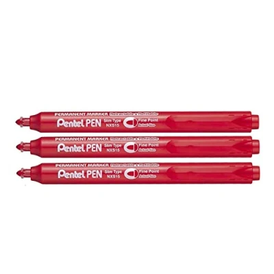 Imagen de PENTEL PEN NXS15 Lote de 3 marcadores permanentes retráctiles, color rojo