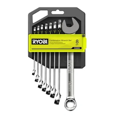 Imagen de Ryobi RHWR8PC Juego de llaves combinadas (8 piezas), color negro