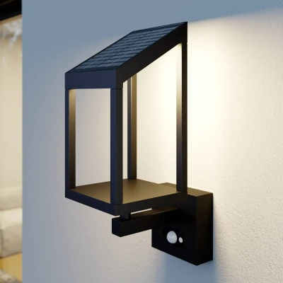 Imagen de LED Lámpara solar exterior &#039;Timeo&#039; (Moderno) en Negro hecho de Aluminio (1 llama,) Lucande lámparas pared solares, aplique para exteriores &amp; jardín exterior/fachada,