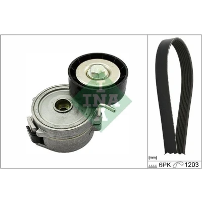 Imagen de INA 529 0357 10 Juego de correas trapeciales poli V Revisar/sustituir poleas libres del alternador PEUGEOT: 407 Berlina, 607 508 I Berlina