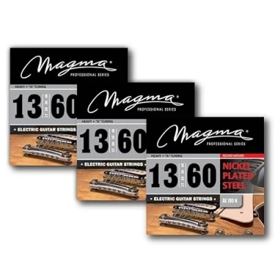 Imagen de Magma 3 Juego de Cuerdas para Guitarra Eléctrica Acero Niquelado Tensión Pesado + (13, 17, 26, 36, 46, 60) Heavy Sets (GE190N)
