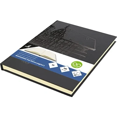 Imagen de Kangaro K 5567 Cuaderno de bocetos (A5, en blanco, tapa dura, 140 g), color negro