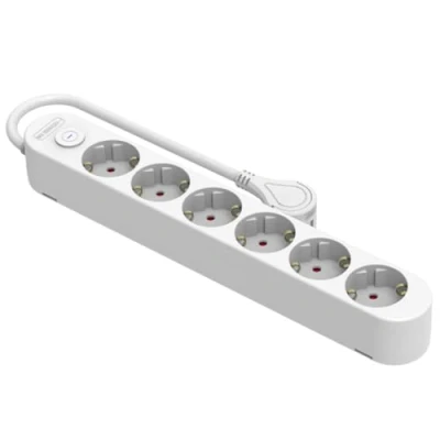 Imagen de Silver Electronics Base eléctrica multienchufe Protek Plus 6 Tomas con Interruptor Cable 1,5m IP20 Blanco