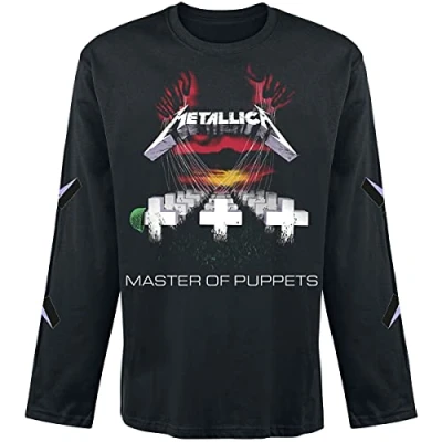 Imagen de Metallica Master of Puppets Hombre Camiseta Manga Larga Negro S, 100% algodón, Regular