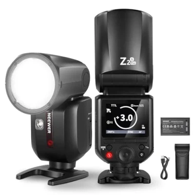 Imagen de NEEWER Z2 PRO S 2.4G TTL Flash Cabeza Redonda Speedlite Compatible con Sony, Inalámbrico Godox, 76Ws 1/8000s HSS, Interfaz Mejorada, TTL/M TCM Switch, 7,2V/3000mAh Batería, 600