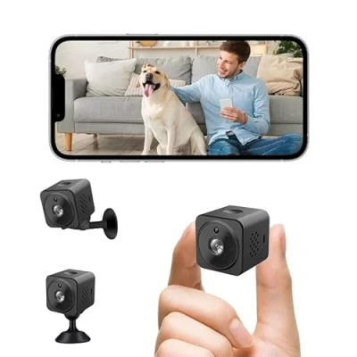 Imagen de LySuyeo Mini cámara, cámara de vigilancia Full HD, 1080P, WiFi, con detección movimiento, visión nocturna, batería, adecuada para familias