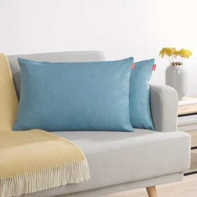 Imagen de Blumtal Juego de 2 Funda para cojín Chenilla Fundas Decorativas sofá con Cremallera Cubierta, Azul, 40 x 60 cm