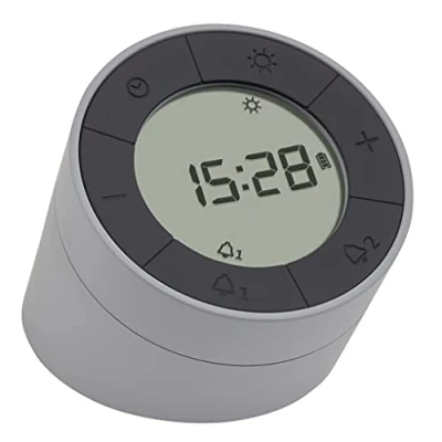 Imagen de TFA Dostmann Despertador y luz Nocturna Time &amp; Light 60.2029.10, 2 alarmas, Recargable por USB, con iluminación Display