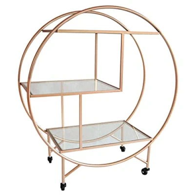 Imagen de Carro De Bar Hierro Moderno Interior, Metal, para Servir el Té, Estante, Bebida, Vino, Marco, Muebles, Cocina, Baño, Carro, Oro Rosado Grande