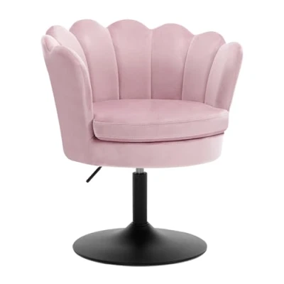 Imagen de WOLTU Taburete de Tocador, Cocina con Respaldo Forma Flor, Giratorio 360, Silla Giratoria Terciopelo para Dormitorio y Salón, Altura Ajustable 43 55cm, Rosa, BH420rs 1