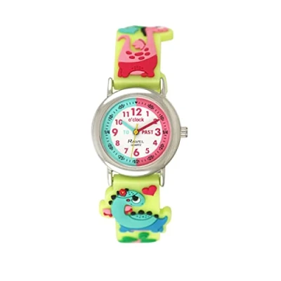 Imagen de Ravel Niños aprendiendo el Reloj del Tiempo Cuarzo Analógico R1513.94 Dinosaurio Verde
