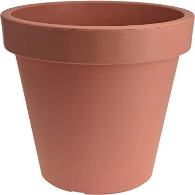 Imagen de Spetebo Macetero de plástico XXL grande 58 cm/terracota redondo para interior y exterior Jardín Maceta