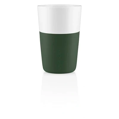 Imagen de Juego de 2 tazas Eva Solo Cafe Latte, porcelana, silicona, verde esmeralda, 360 ml