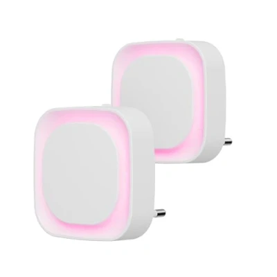 Imagen de YUNLEX Luz Noche con Enchufe 2 Piezas LED Nocturna Infantil Sensor Crepuscular, Brillo de nivel 3, Muy adecuado para habitaciones niños, Escalera, Dormitorio, Cocina, Baño (Rosa)