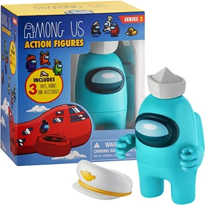 Imagen de Among Us Figura de acción coleccionable serie 2 con accesorios (cian)