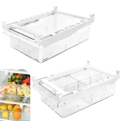 Imagen de CAREDGO 2 Pcs Cajon Organizador Nevera Frigorifico Transparente Caja Almacenamiento Cajas Almacenaje Apilables, Ahorra Eapacio