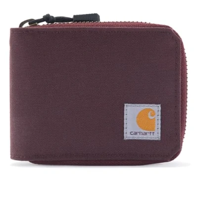Imagen de Carhartt Hombres Casual Canvas Reißverschluss, langlebige Geldbörse mit Pato de Nailon (Vino Profundo), Talla única, Carteras Casuales Lona con Cremallera, duraderas