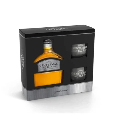 Imagen de Jack Daniel&#039;s Gentleman 70 cl Pack especial con 2 vasos. Doble Filtrado, Whiskey Sabor Vainilla y Cítrico. 40% Vol. Alcohol