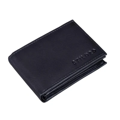 Imagen de STILORD &#039;Lincoln&#039; Monedero Mini Billetera Cuero RFID NFC Protección Slim Wallet para Hombres y con Mondero Piel, Color:Negro