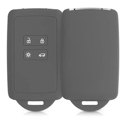 Imagen de kwmobile Funda de Silicona Compatible con Renault Llave Coche Smart Key 4 Botones (Solo Keyless Go) Carcasa Protectora para Llavero Case Mando Auto Gris Oscuro