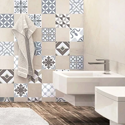 Imagen de Ambiance Sticker Vinilos Autoadhesivos, Decoración de Paredes, Adhesivos Azulejos para Baño y Cocina Ornements Délicats 24 Vinilo 20 x cm
