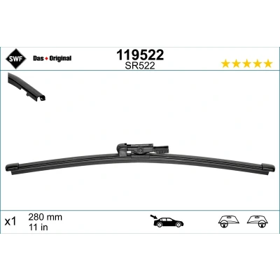 Imagen de Limpiaparabrisas Swf Visioflex Rear, Original Rear 119522 280mm posterior Sin marco BMW: 1 Hatchback, MERCEDES BENZ: GLA, Clase E T modell