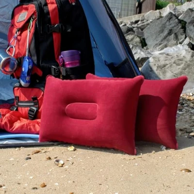 Imagen de TRIXES almohada inflable para viajes o camping, inflable, color borgoña, paquete doble