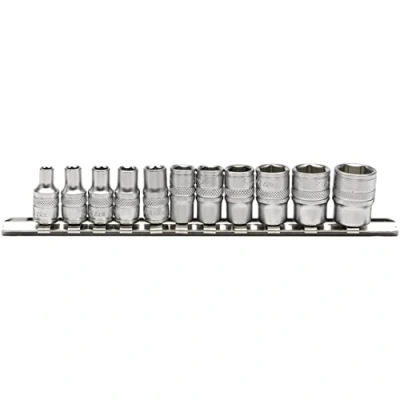 Imagen de Draper B11 A/SR cuadrada IMPERIAL tomas en carril de metal, azul, 1/4 inch, Set 11 piezas