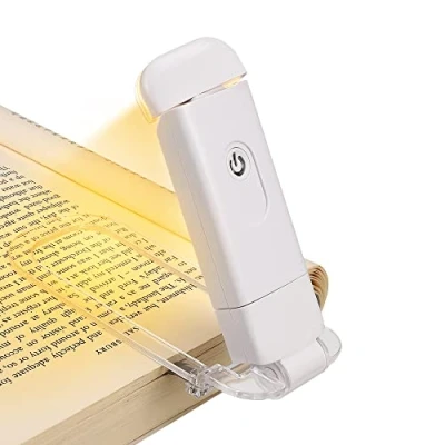 Imagen de DEWENWILS Luz de Lectura para Libros Ámbar, Recargable por USB, Bloqueo Azul, 3 Niveles Brillo, Luces Pinza LED Niños, Amantes la Lectura, Blancas
