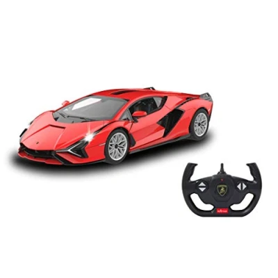 Imagen de JAMARA Lamborghini Sián FKP 37 2,4 GHz 1:14 Puerta Manual Coche RC, con Licencia Oficial, hasta 1 Hora de Viaje, Aprox. 11 km/h, Detalles Perfectamente reproducidos, Interior detallado, Color Rojo
