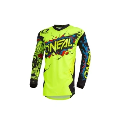 Imagen de O&#039;Neal Maillot de Motocross Enduro Ajuste para una máxima amplitud Movimiento, protección Cosida en el Codo, Transpirable Element Villain Adulto Amarillo neón Talla S