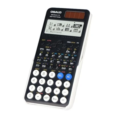 Imagen de OSALO Calculadora Científica 552 Función 4 Líneas Pantalla Escrita Solar y Batería Funda Protectora para Escuela Universidad Matemáticas Tecnología Negro (OS 991EX CW)