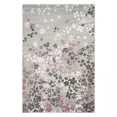 Imagen de Safavieh Alfombra contemporánea para salón, Comedor, Dormitorio, colección Adirondack, Pelo Corto, Gris Claro y Morado, 91 x 152 cm