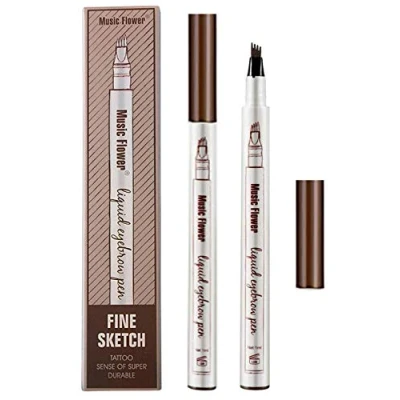 Imagen de Lapiz de Cejas Waterproof, Tattoo Eyebrow Pen con Cuatro 4 Puntas Duraderas Brow Gel Para Maquillaje Ojos (Castaño)