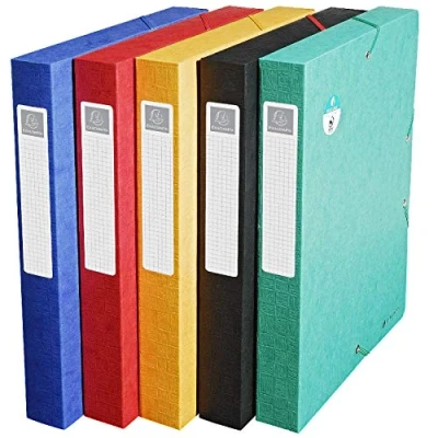 Imagen de Exacompta 50813E 10 archivadores con gomas Scotten en cartulina gofrada brillante 600g/m2 lomo 4 cm dimensiones 25 x 33 para documentos A4 color verde se entregan montados