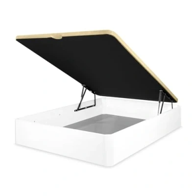 Imagen de Mattfy Canapé Abatible Extra Reforzado Gran Capacidad con Tapa Transpirable, Esquinas Redondeadas, Madera, Blanco, 105 x 190