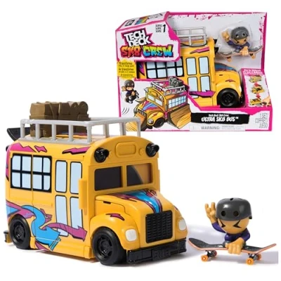 Imagen de Tech Deck Autobús Ultra Sk8 2 en 1 Que se transforma de Crew Almacenamiento, Fingerboard y Figura, minipatinetas coleccionables, Juguetes para niños a Partir 5 años