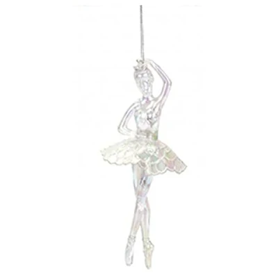 Imagen de Brillante iridiscente elegante bailarina colgante decoración de Navidad acabado acrílico claro árbol