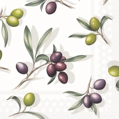 Imagen de 20 Servilletas de papel con diseño aceitunas deliciosas y aceitunas. diseño. También para decoupage (33 x 33 cm)