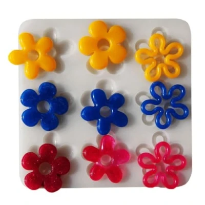 Imagen de SELiLe molde de silicona flores para pendientes, collar colgante, llavero, resina epoxi, forma floral, herramienta fundición cristal, cristal