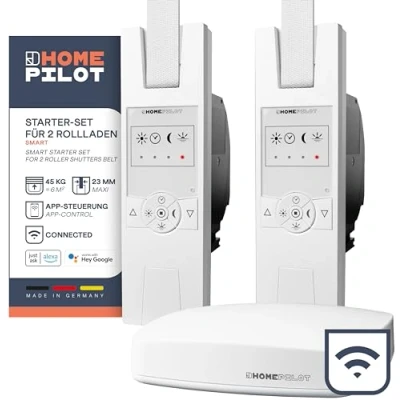 Imagen de HOMEPILOT Set inicio 2 persianas Smart Fácil instalación, eficiencia energética y comodidad Incluye: 1 Gateway Premium, enrolladores RolloTron Classic Smart.