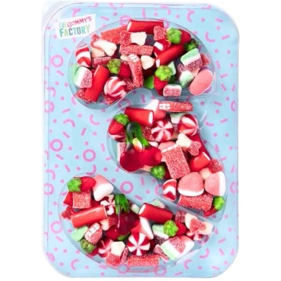 Imagen de Gommy&#039;s Factory, Party Numbers n 3. Tarta de gominolas para cumpleaños con forma números. 500g chuches