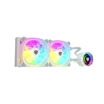 Imagen de Nfortec ATRIA X Refrigeración Líquida CPU ARGB 240mm, Espejo Infinito Rotable 360 Grados, 2x ventiladores 120mm PWM ARGB, Compatible AMD e Intel, Blanco