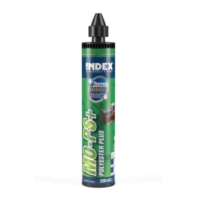 Imagen de Index MO PS+ [MOPS300] Fijaciones químicas. Polyester plus sin estireno con testigo de manipulado. Homologado ete opt.7. 300 ml + 2 canulas aplicación, Gris